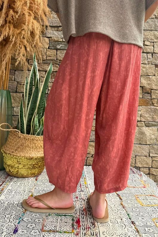 Kiti Paisley Damask 7/8 Barrel Leg Pant Terracotta